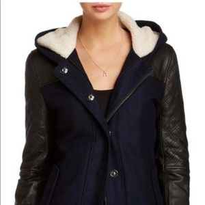 Doma wool leather varsity jacket in small